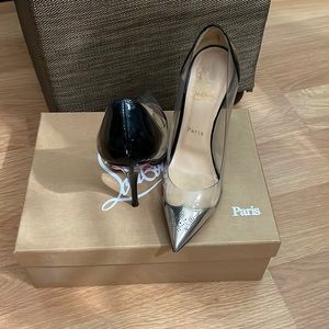 Christian Louboutin High heel shoes, black, clear with metallic pointy toe